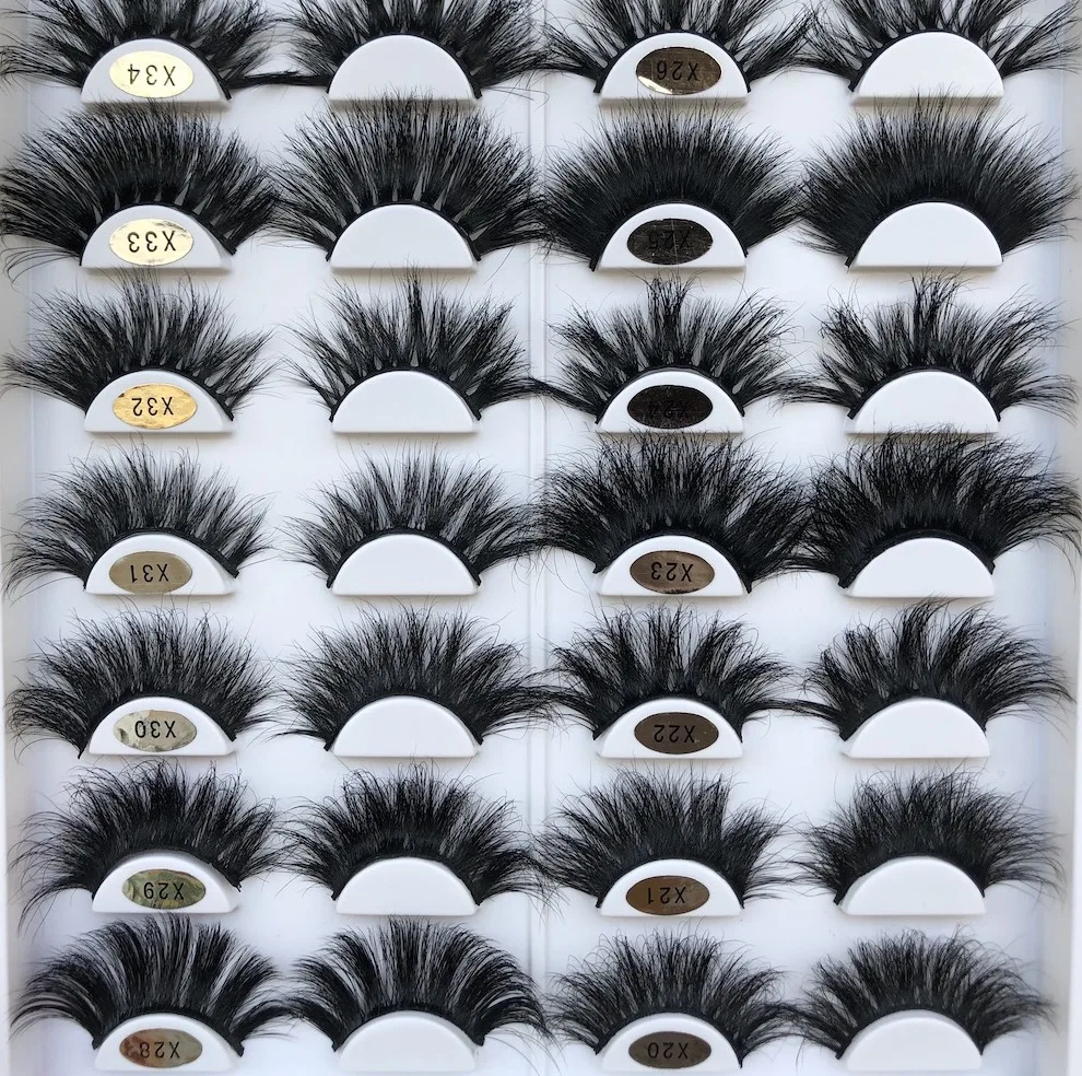 

3D Mink False Eyelashes Thick Cross Long Full Strips Lashes Case Wispy Fluffy 25mm Mink Eyelash Vendor Customized Boxes, Natural black