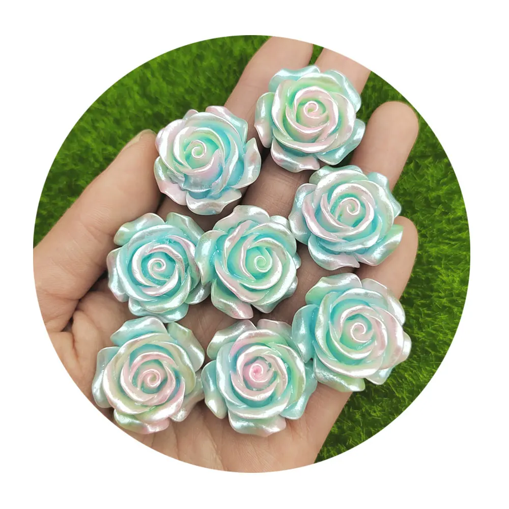 

100Pcs Luminous Resin Rose Flower Flatback Cabochon12*26MM Undrilled Floral Decor Charms For Phone Case Scrapbook Jewelry Making