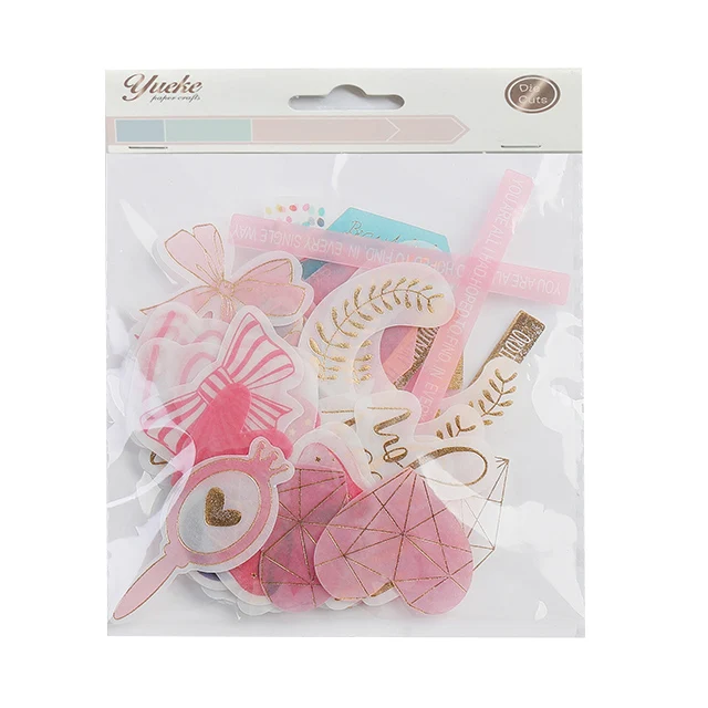 
Customization loose various shapes die cut paper Ephemera with foil for Scrapbook decoration 