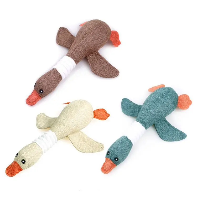 

BJ 192 High quality bite resistant interactive pet toys duck mr quackers toy set, Brown, white, green