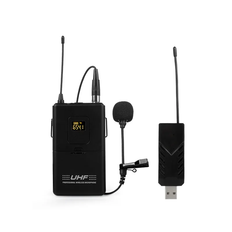 

USB lavalier wireless lapel microphone system cordless mic for computer PC