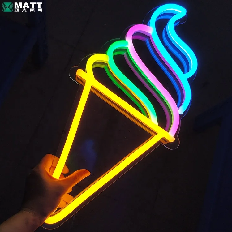 

Matt dropshipping Custom LED Office RGB Logo light USB Neon sign bamburger BBQ Ice Block Ice cream Neon sign for dessert shop