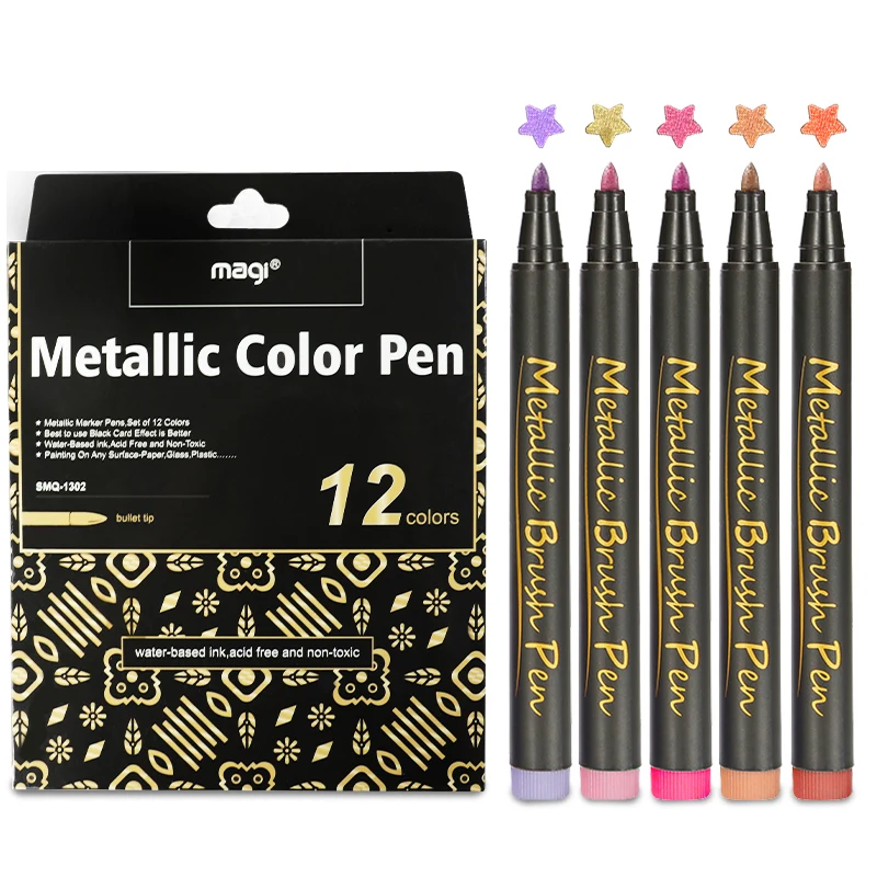 

10/12 Colour Pack Metallic Marker Set Marker Pen Permanent Metallic Marker For Diy Painting And Drawing Water Based