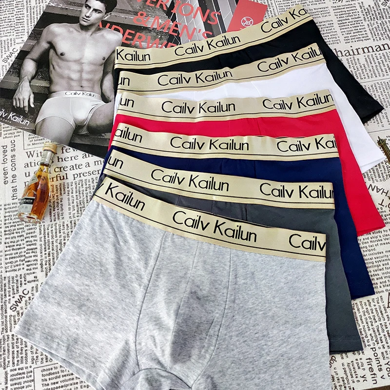 

Good Quality Boxer Shorts Custom Logo Brands Underwear Oem Serive Breathable Solid Boxer Briefs for Men Cotton Classic Spandex, 6 colors