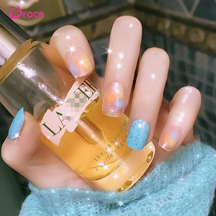 

P143 wholesale blue colourful girls fake nails tips 3d bride fake nails pre design back glue full cover false nail tips custom, Clear