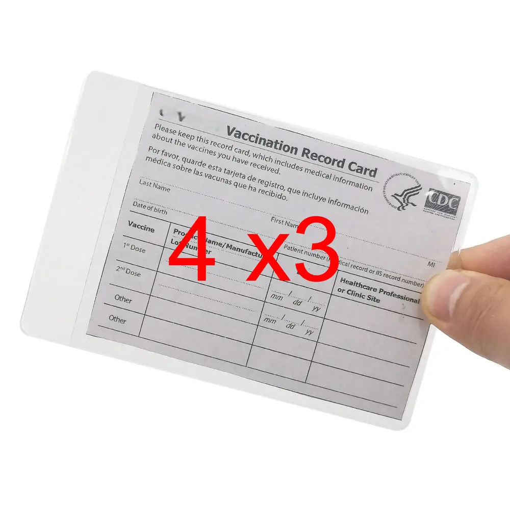 

Flexible Transparent Clear PVC Card Holder Case Protector for USA CDC Vaccination Vaccine CERTIFICATE record card protective, Transparant