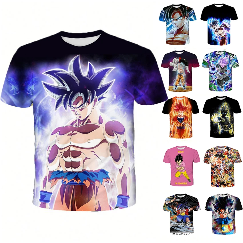 

Anime T shirt Custom Pattern Logo Cartoon Character Goku Men's Full Dye Sublimation T-Shirt Fashion 3D Printed T Shirt, Customized color