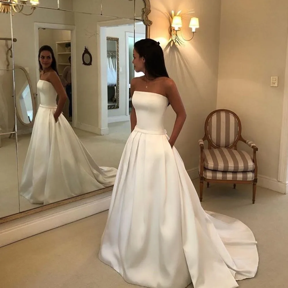 

Wedding dress bridal gown princess satin sexy long sleeve women wedding dresses