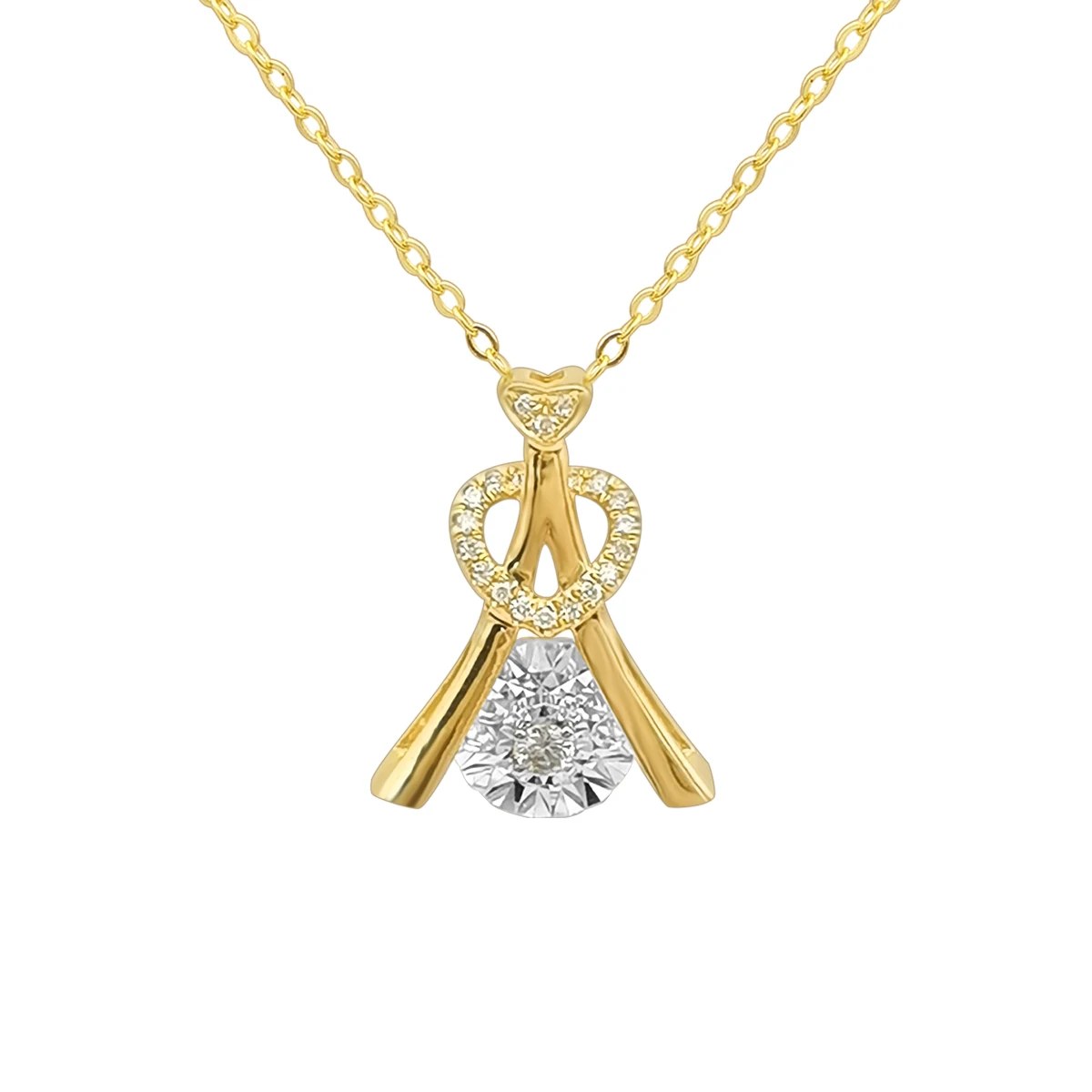 

New Design 18k Real Gold Natural Diamond Tower Shaped Pendant Necklace Drop Shipping 18K Solid Gold Necklaces