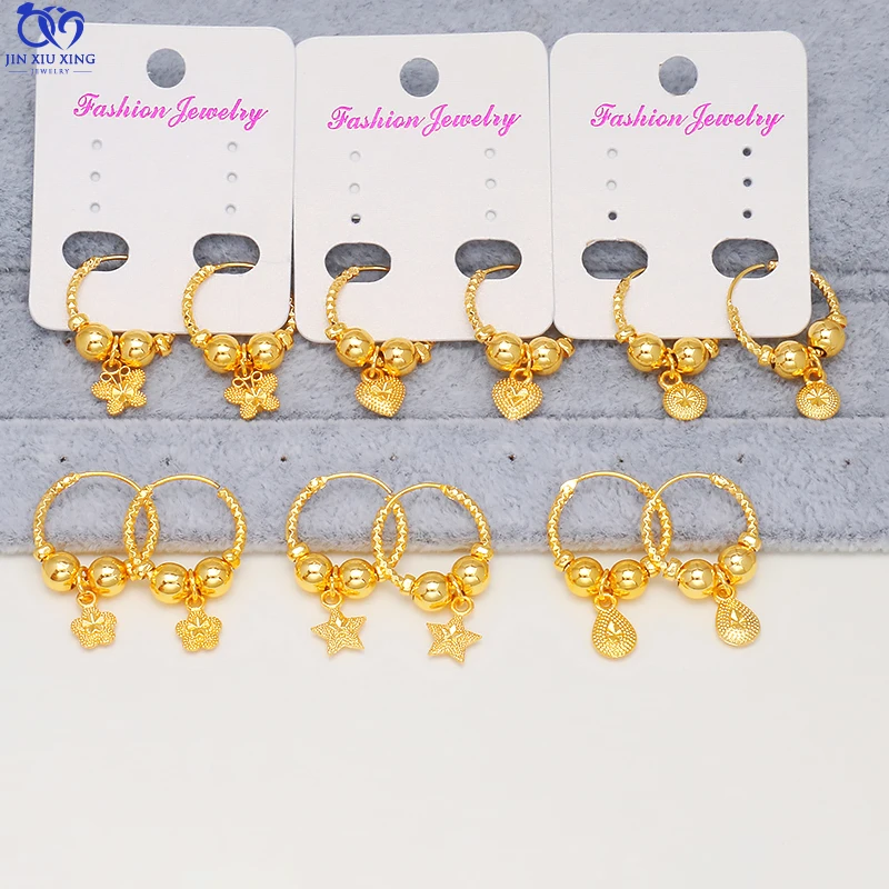 

JXX Jewelry Factory Wholesale Fashion Round Design Brass 24k Gold Mini Huggie Hoop Drop Charm Earring For Women