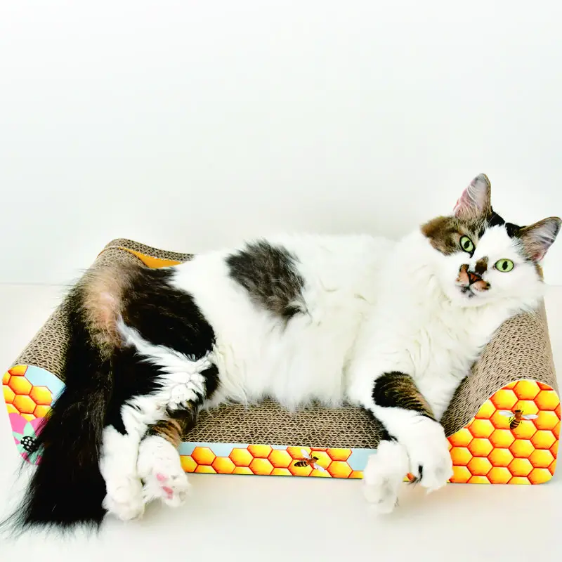

2022 Pet Toys Cat Scratcher Cardboard Sofa Shape cat bed for scratching corrugated scratch board with catnip free
