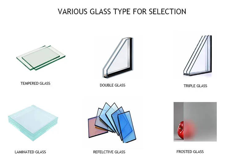 Aluminum Fixed Casement Window Double Glazed Glass Windows And Door