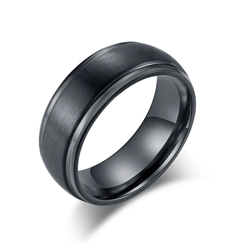 

New Arrival Simple Wedding Band Matte Black Men Tungsten Carbide Ring
