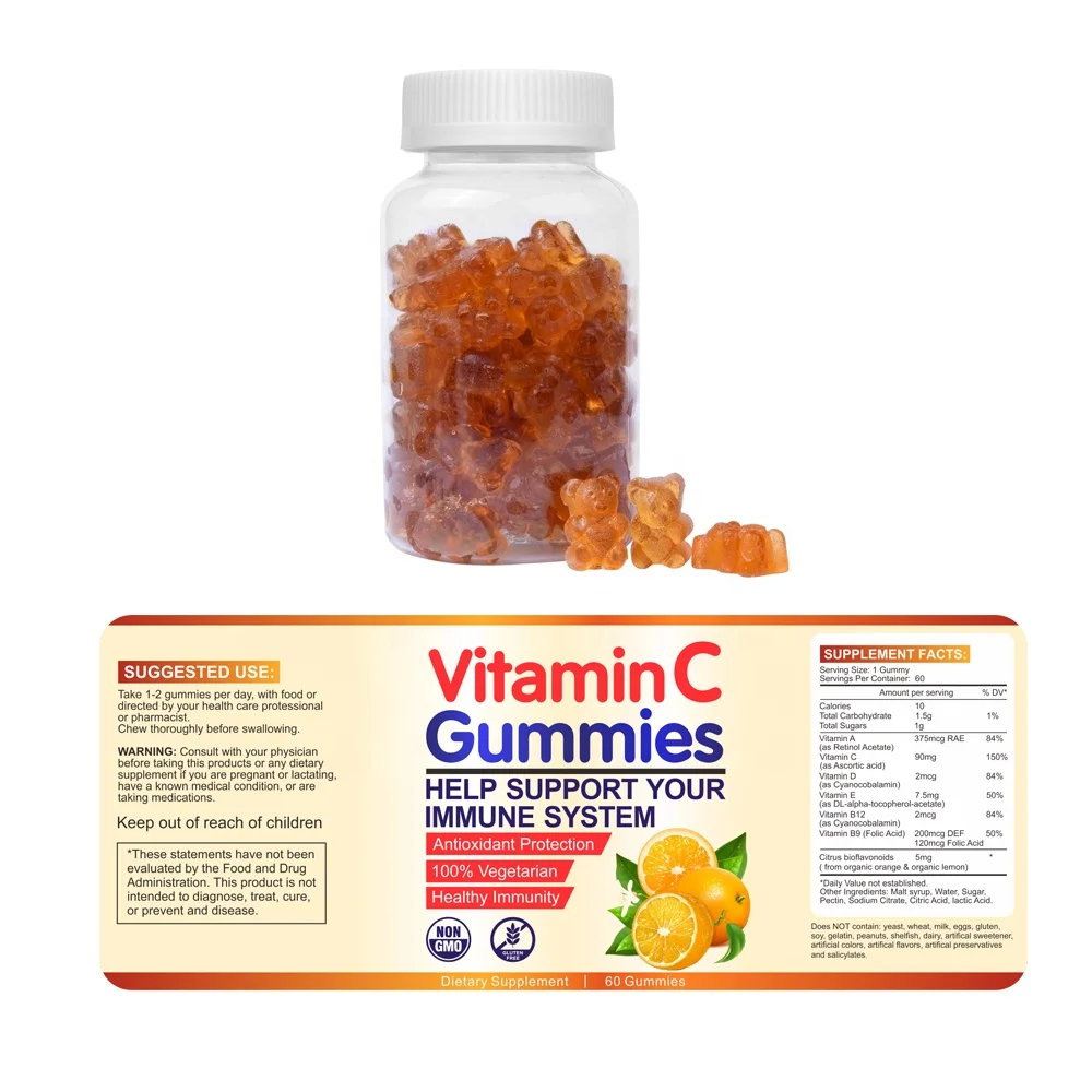 Organic Vitamin C Gummies Immune Support Gummies - 60 Count