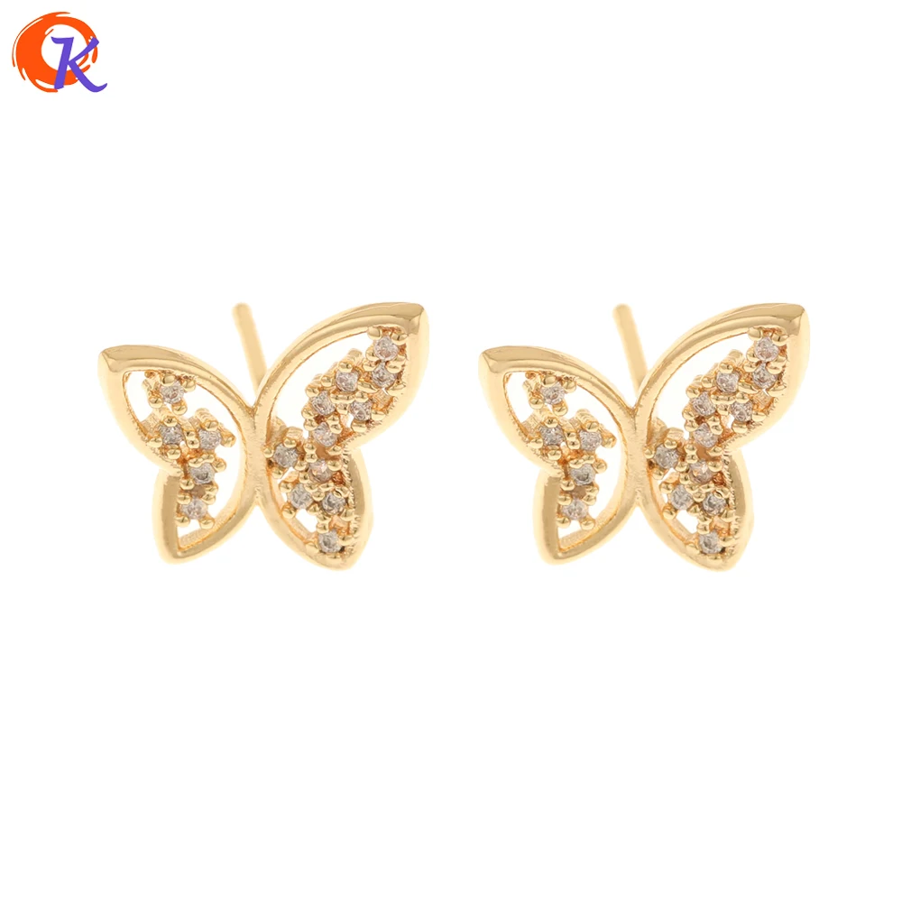 

Jewelry Accessories Cordial Design 20Pcs 12*13MM Jewelry Accessories Hand Made Earring Findings Butterfly Shape Genuine Gold P