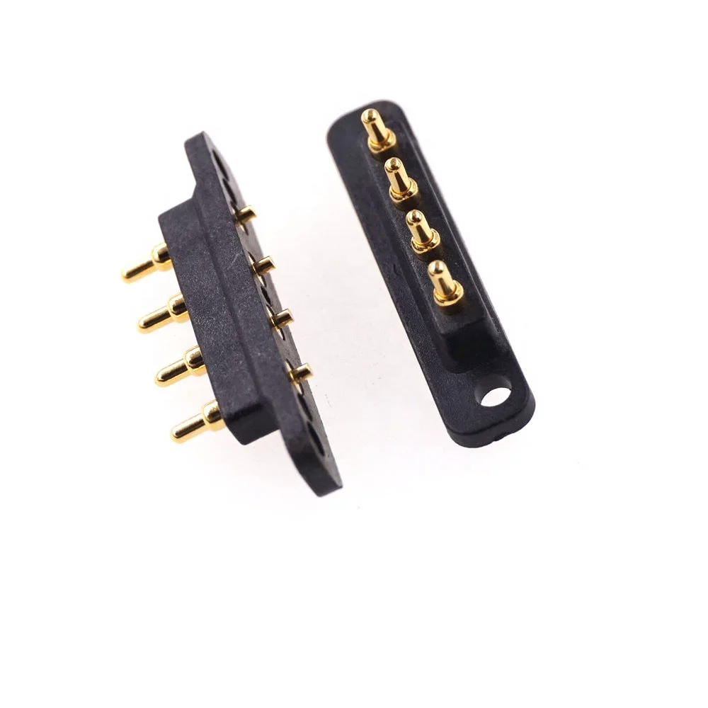 Spring-loaded Pogo Pin Connector 4 Pin 3.5 Mm Pitch Vertical Through ...