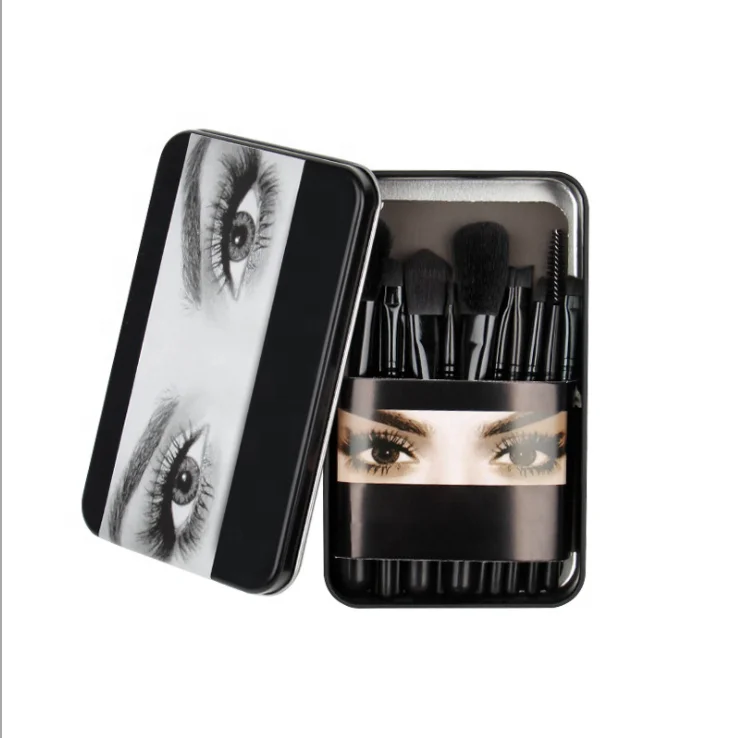 

makeup brushes with Iron box nail art box makeup product in pakistan flat concealer brush, Black,pink