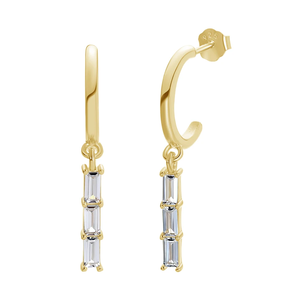 

Wholesale Brass Jewelry Rectangle Crystal Drop Earrings Brass Earrings 14K&18k Gold Plated Cubic Zircon Drop Earrings