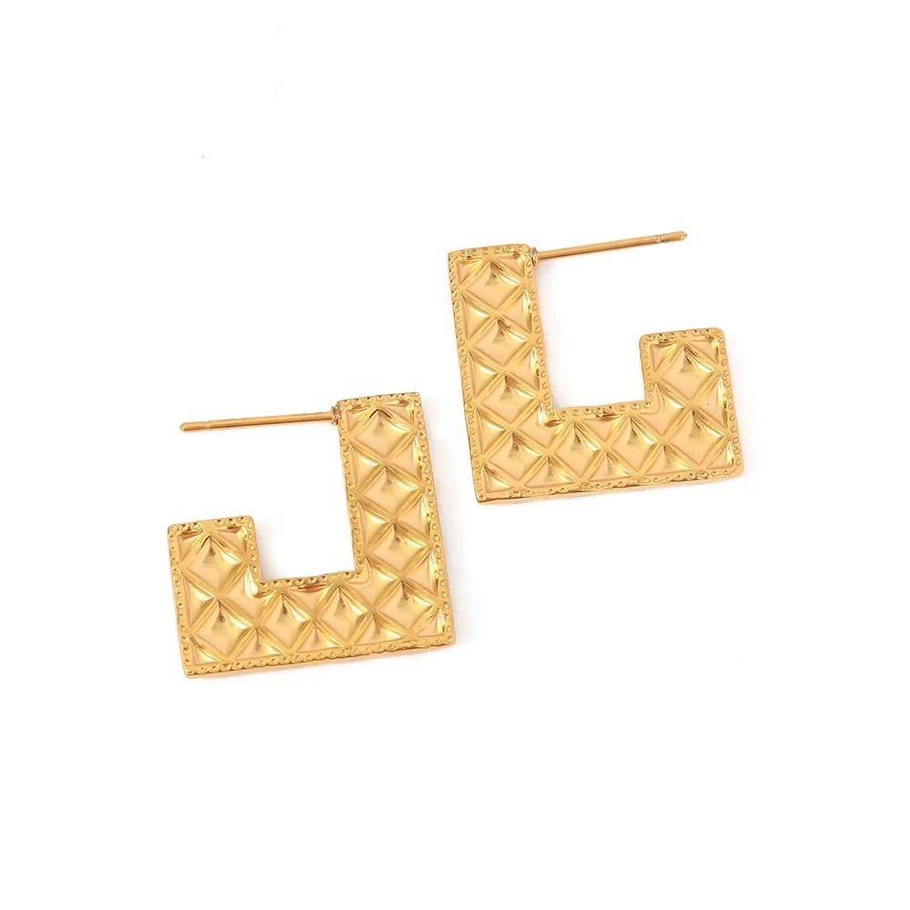 

Famous Ladies Bags Diamond Shape Chunky 18k Gold Plated Stainless Steel Drop Earrings Women Jewelry