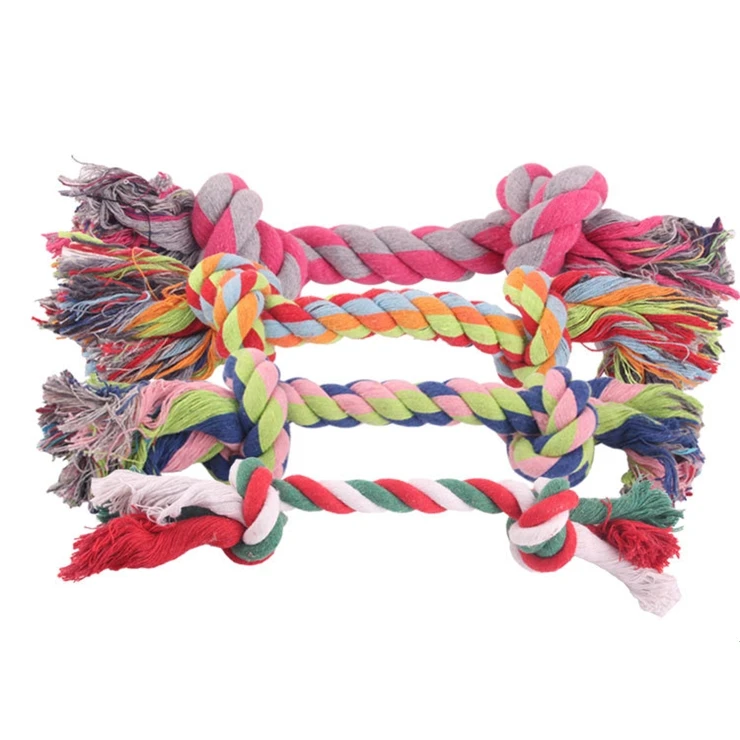 

wholesale Bite Resistant Double Knot Molar Clean CottonTug Chew Dog Toys, Picture showed