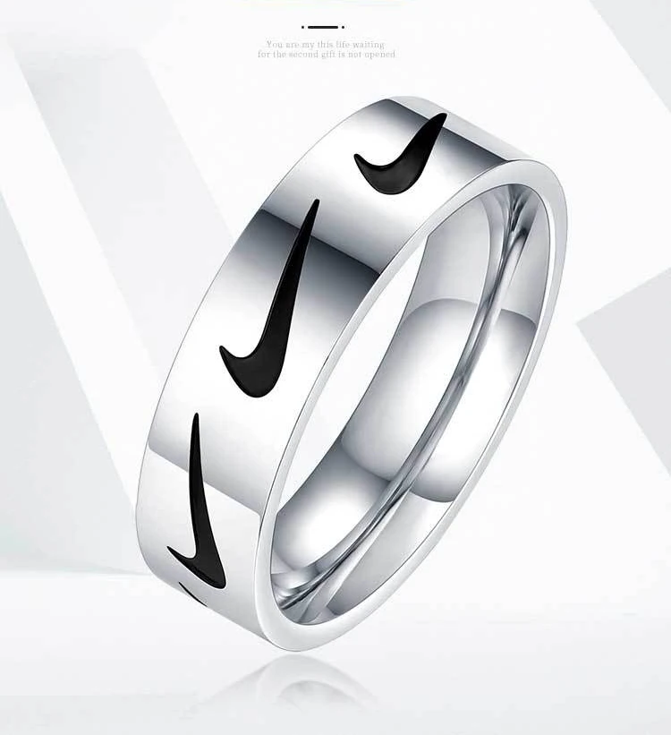 

Stainless steel logo ring hip hop personalized street style accessories sports fashion men's ring, Silver/gold/rose gold