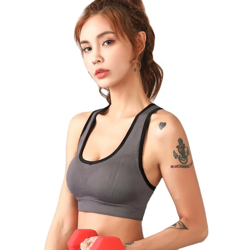 

Women's seamless underwear plus size Yoga Fitness running sports shockproof push-up beauty back hollow bra