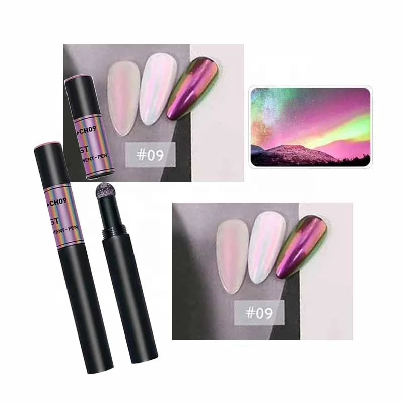 

Aurora Air Cushion Magic Pen Nail Rainbow Pigment Glitter Reflective Powder Aurora Nail Powder