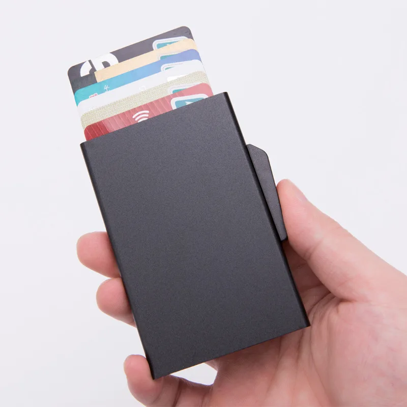 

High-grade Aluminum Multi RFID credit card Holder Automatic Pop-up Anti-theft Bank Card Box Mini Business Card Case
