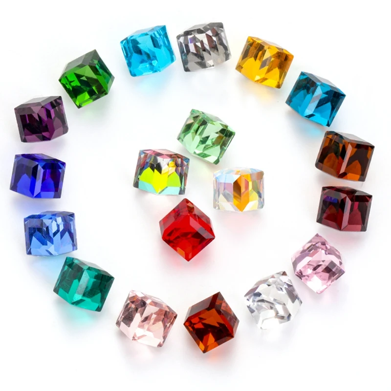 

Xiaopu crystal Colorful Nail Design 3d corne 3d Cube Square Crystal Glass Beads Nail Art Decoration