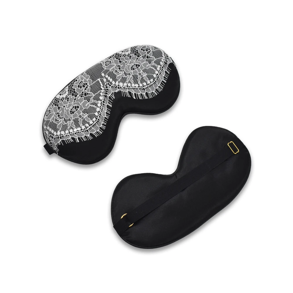
luxury woman custom silk Travel Sleep Eye Mask with Embroidery 