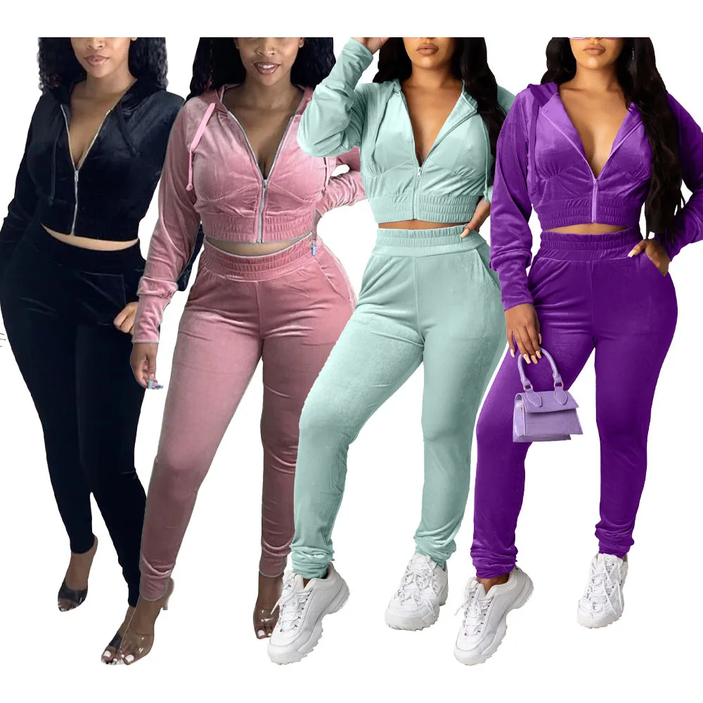 

S1543N Fall Women Fitness Tracksuit long sleeve hoodie and pants two pieces sets wear