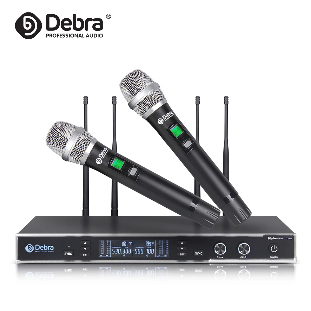 

Debra Audio Professional True Diversity UHF TD-220 dual channel wireless handheld microphone system 150M range for stage