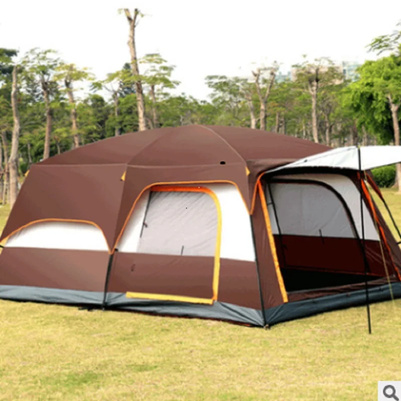 

Factory wholesale portable waterproof outdoor large luxury double layer euro 6 8 10 12 people 2 rooms camping tents For family