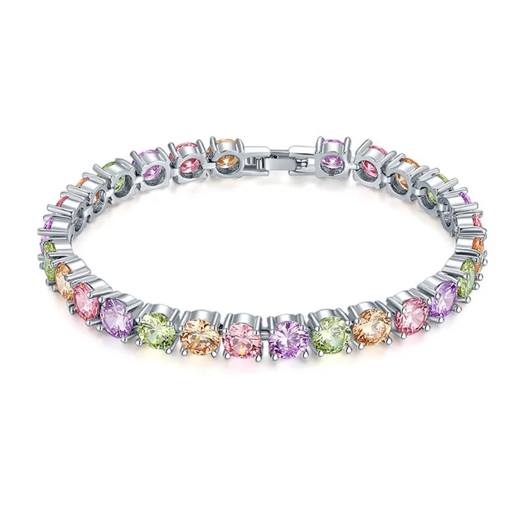 

Women Luxury Classic Design Cubic Zircon Tennis Diamond Jewelry Silver Bracelet