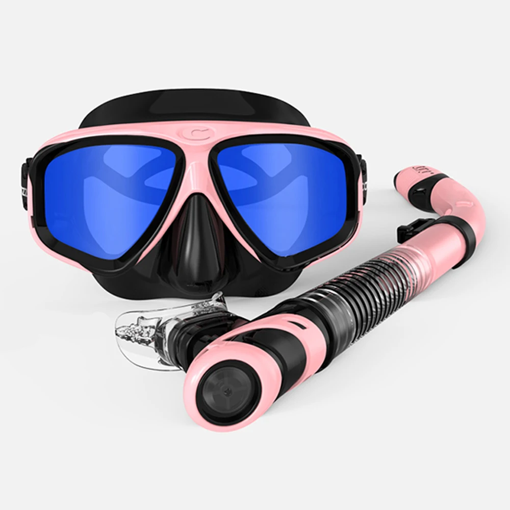 

FunFishing Hot sale low volume temp glass water free scuba diving mask, 7 colors