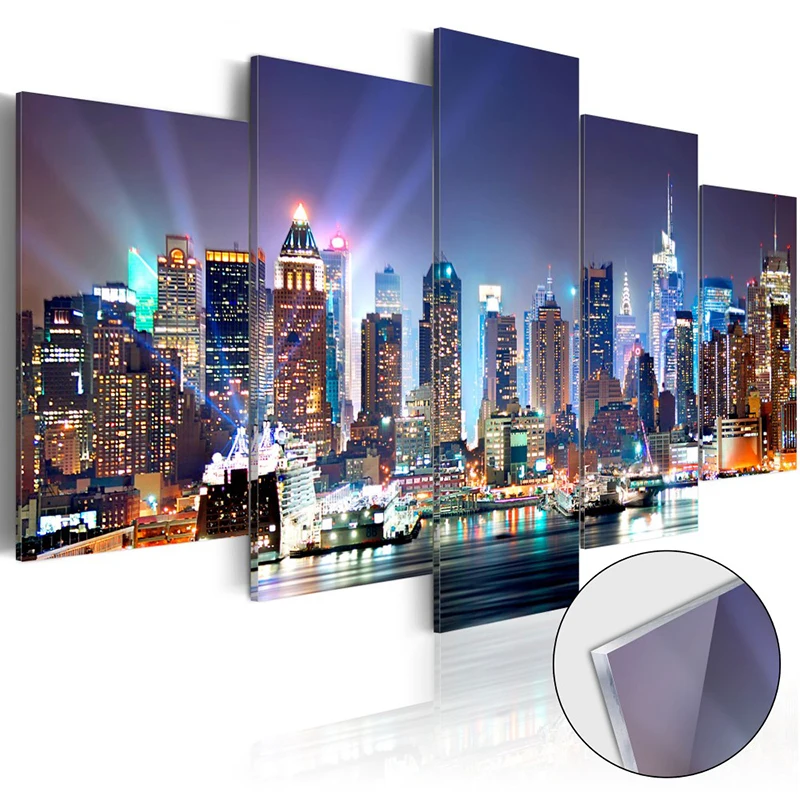 

5 Piece Wall Art Canvas Paintings Home Decor Scenery of the City Picture Hd Prints Modern Poster For Bedroom Modular Framed