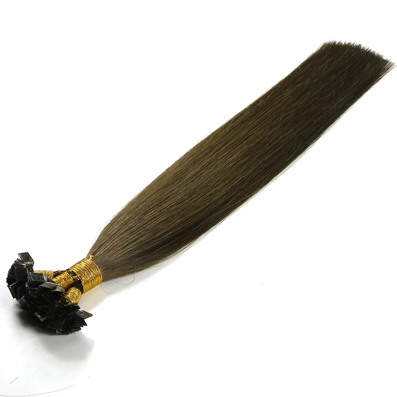 

Hot Selling Pre-bonded Tipped Keratin Flat Tip Brazilian Human hair extensions, In stock color: 1,1b,2,4,6,8,18,27,613,60. other colors can customize