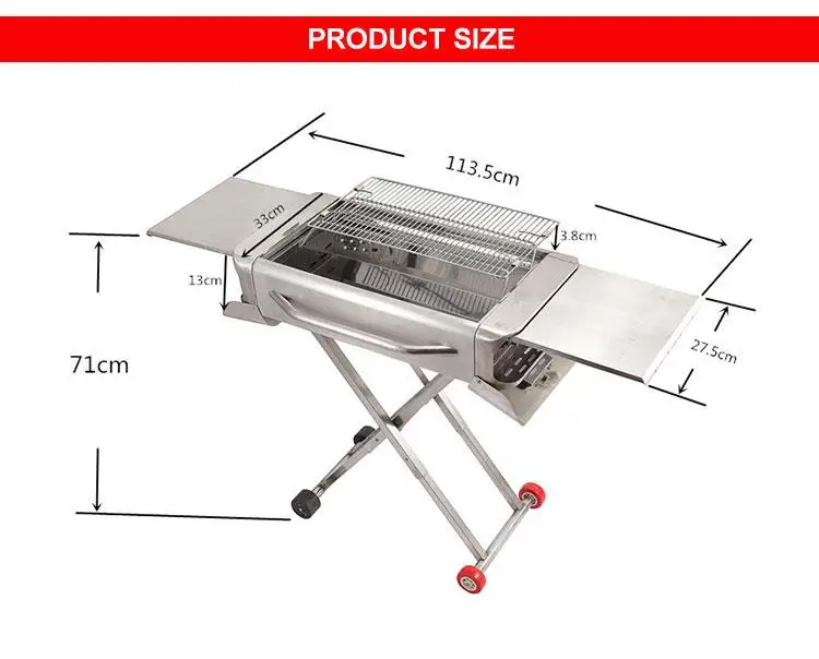 Hot sale steel portable barbecue grill easily cleaned adjustable height stainless steel charcoal bbq grill
