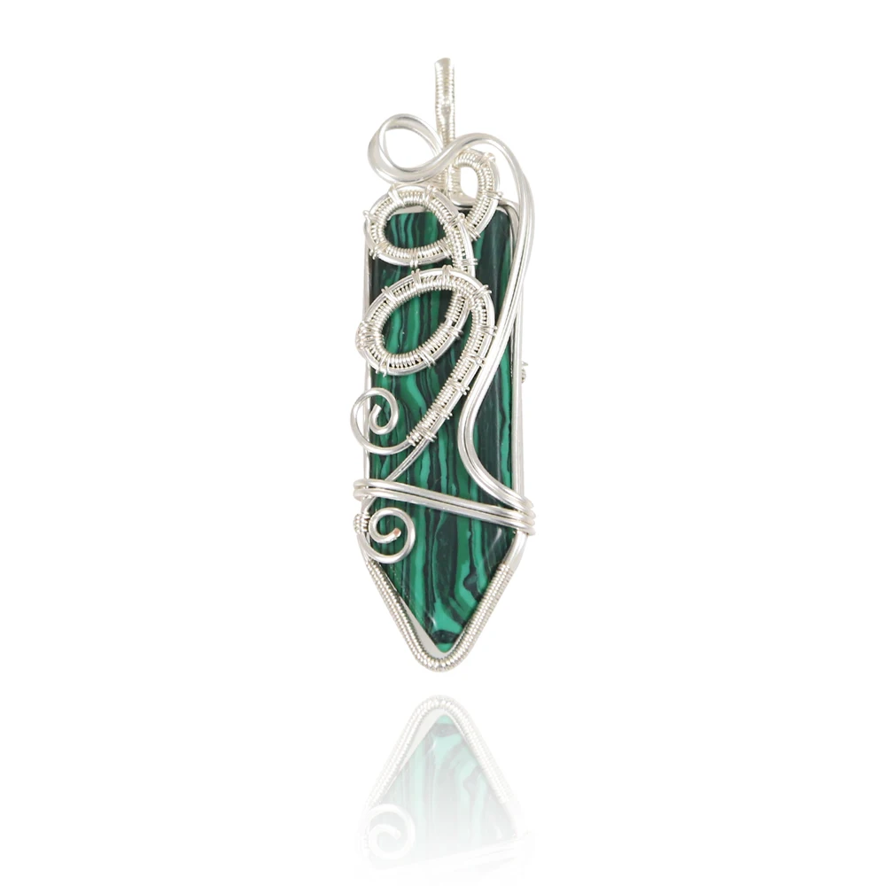 

Handmade Copper Wire Wrapped malachite pendant Jewelry Necklace, Oem