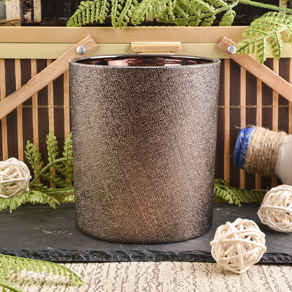gold cover glass candle container