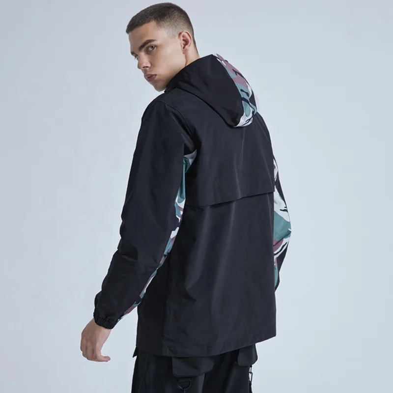 

Splicing Camouflage Pattern Pullover Men's Windbreaker Hoodie Jacket