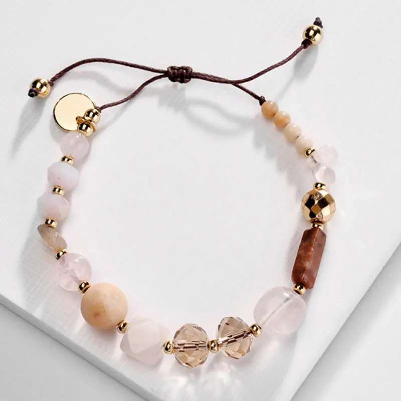 

Natural Stone Bead Bracelet Crystal Gemstone Adjustable Braided Bracelet for Women, Picture
