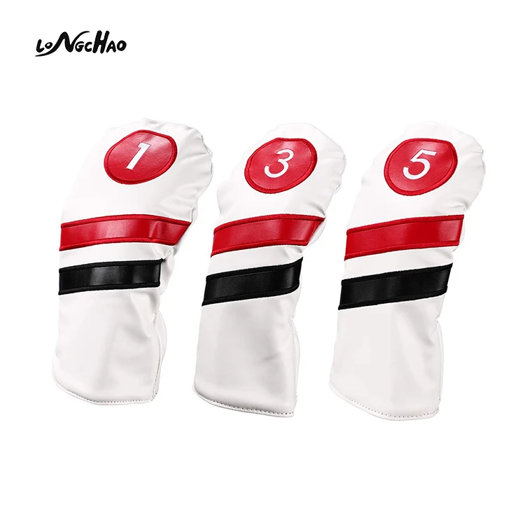 

Hot Selling Vintage Custom Logo Pu Leather 1#3#5# Golf Headcovers, White