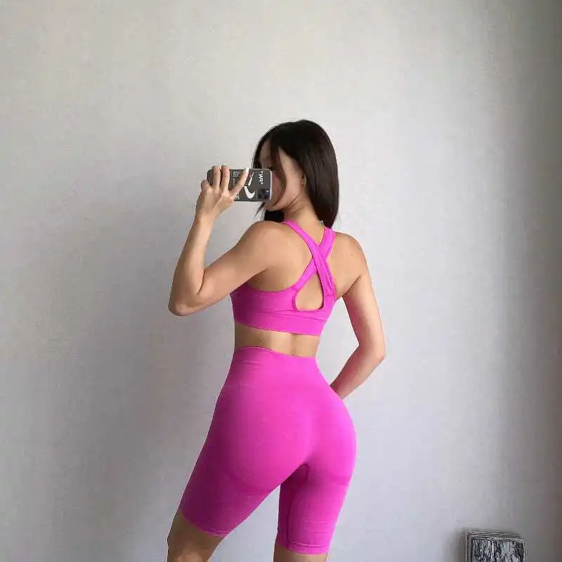 

Women Workout Seamless Matching Biker Short Sets