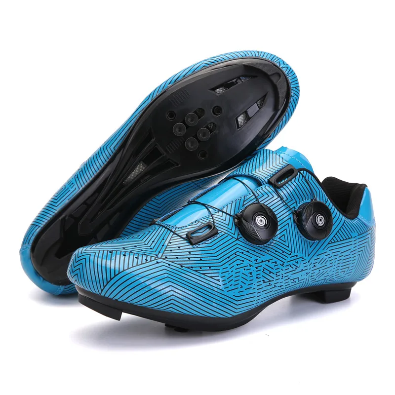 

Good Cheap Wide Entry Level Beginner Road Bike Shoes for Wide Feet Mens Slip On Sneakers Blue Cycling Shoes