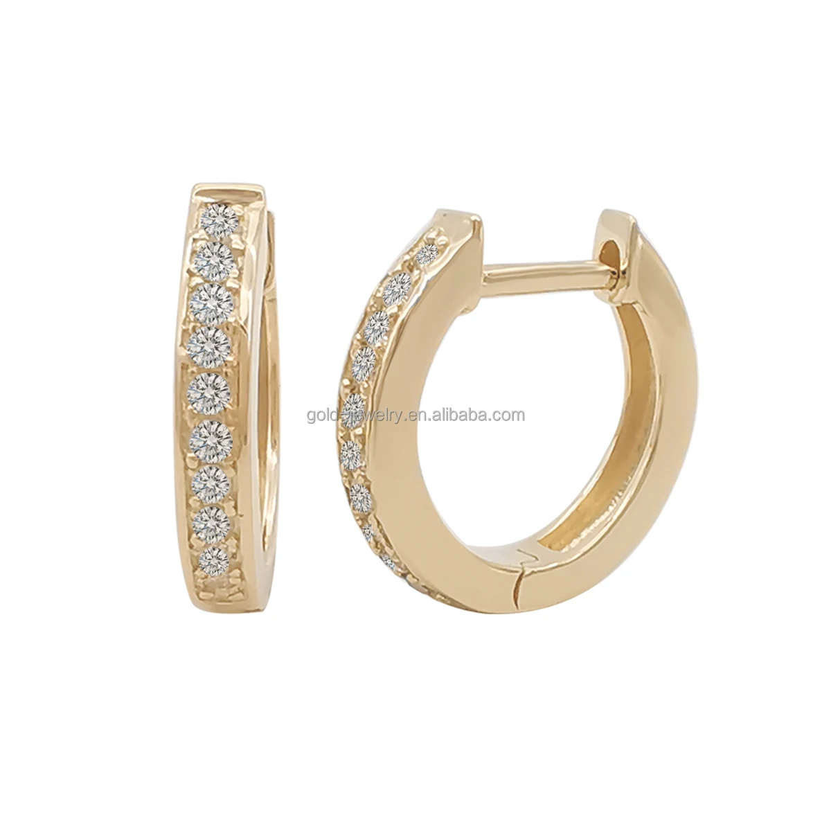 

Fine Jewelry 14K Pure Yellow Gold Hoop Earring Lab Grown Diamond Earrings Women Wedding Jewelry