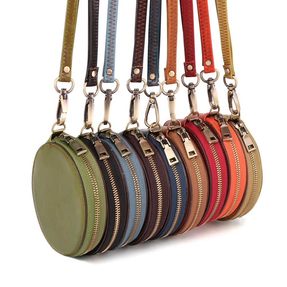 

Real Leather Women Coin Purse Zipper Round Wallet Leather Mini Coin Purse Wholesale Hot Sale Custom Small Coin Purse