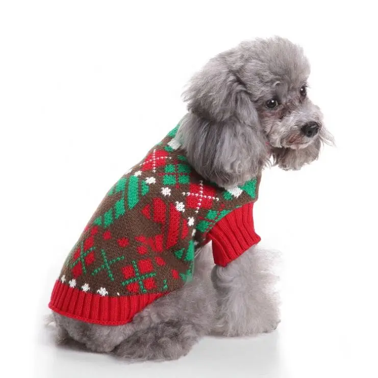 

Pet Christmas Knitted Turtleneck Fashion Pattern Christmas Sweater Pet Clothes, Picture