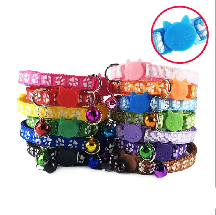 

Single footprint buckle 1.0 cat head safety collar cat collar pet dog bell collar stock, Orange, brown, purple,green,pink,red,yellow,blue, rose red