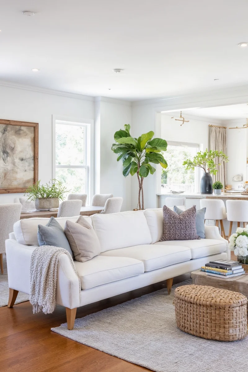 White sofa in a family-friendly living room